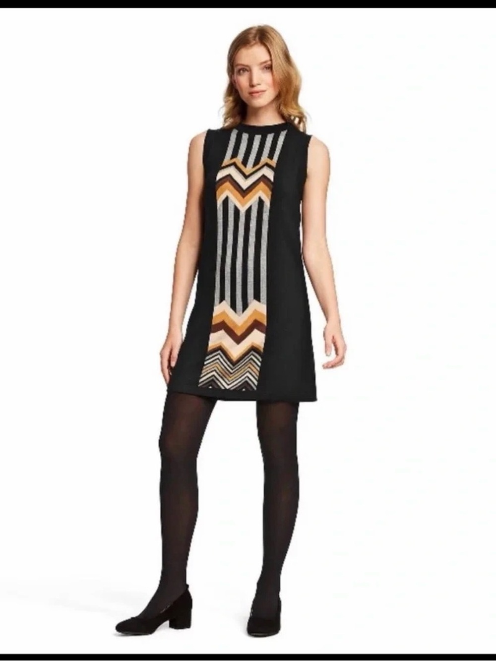 Missoni for Target Zig Zag Black Patchwork Sleeveless Sweater Dress